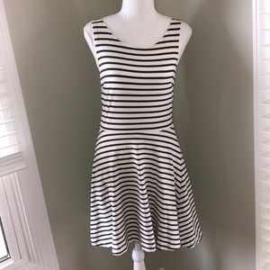 B&W Striped Dress w/ Crossed Back